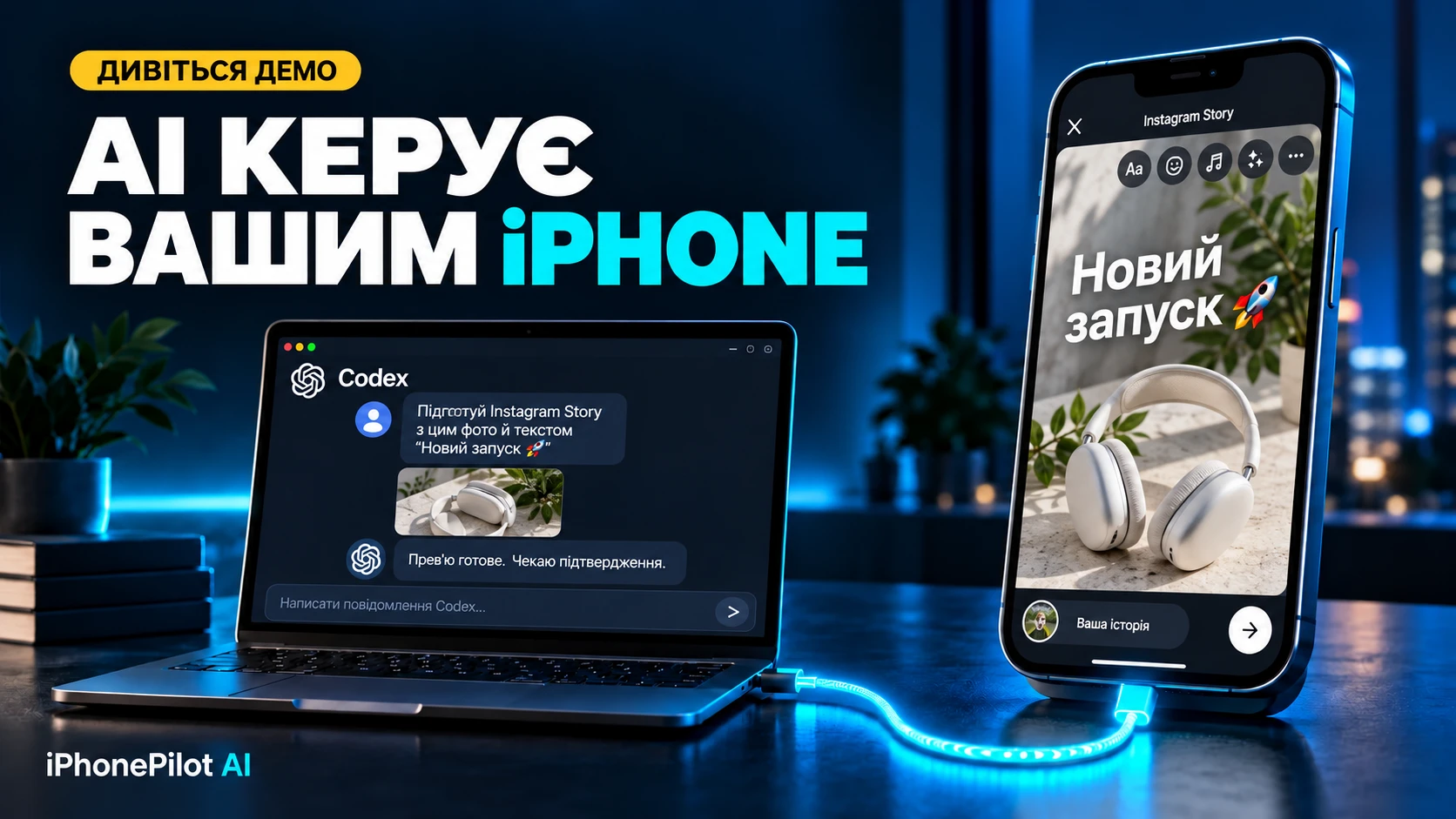 AI готує Instagram Story «Новий запуск 🚀» на iPhone — обкладинка демонстрації